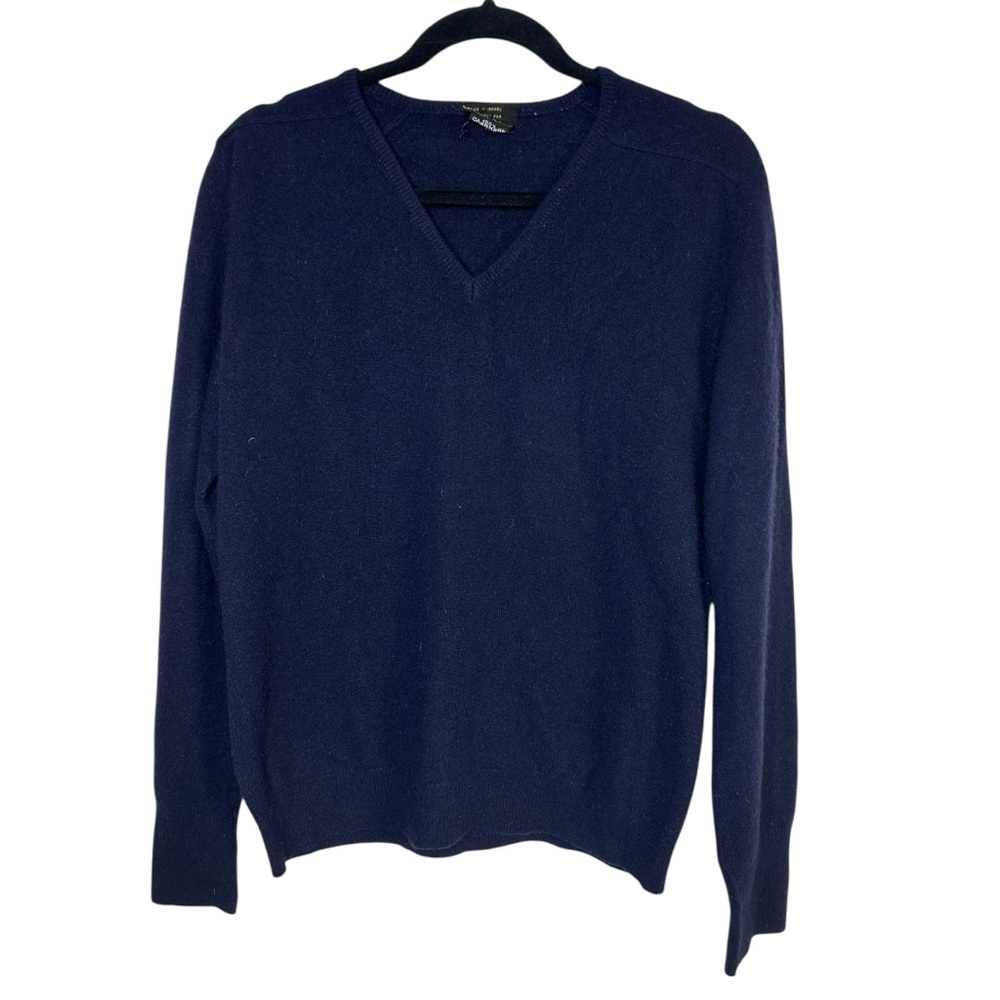 G Fox & Co 100% Cashmere Men's Navy V-Neck Sweater Size Medium
